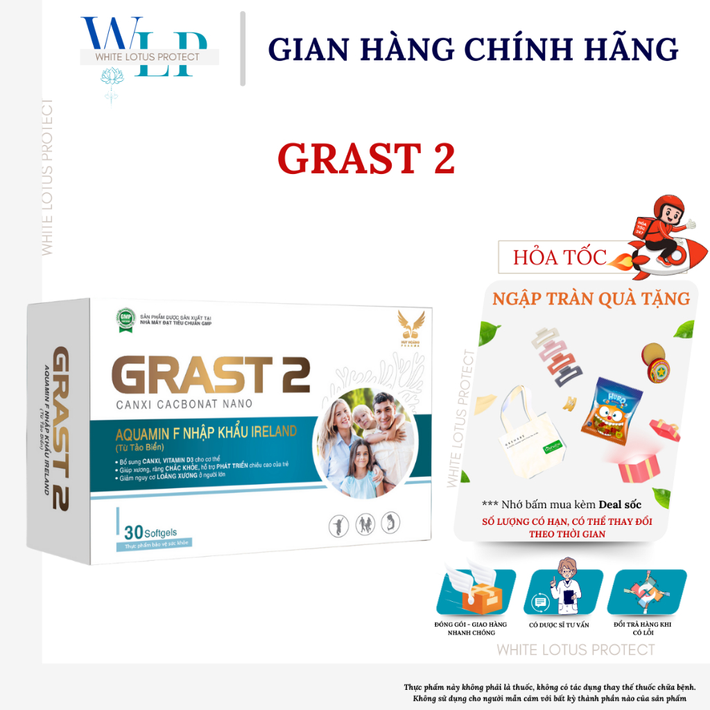 [HCM] Grast 2 Calcium supplement pills, helps grow height, reduce ...