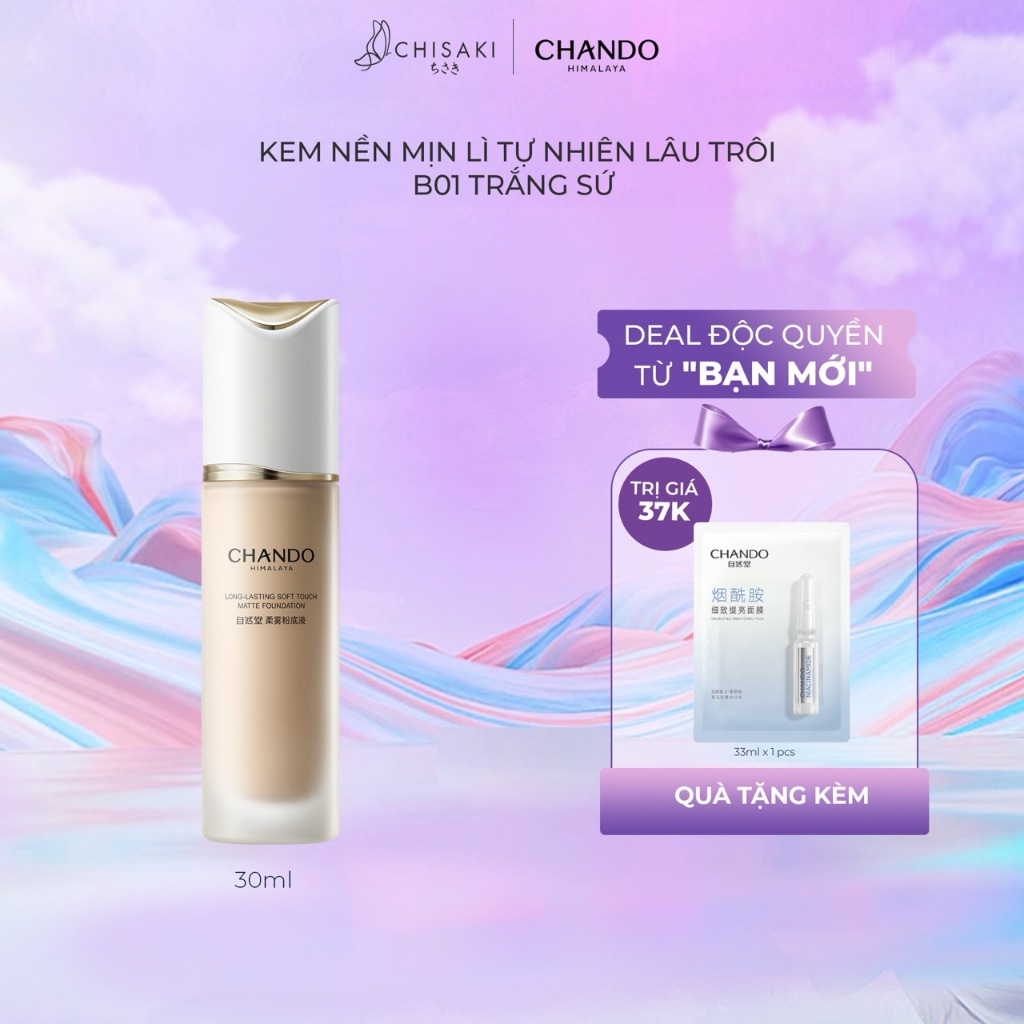 Chando Himalaya Long-Lasting Soft Touch Matte Foundation B01 Porcelain ...