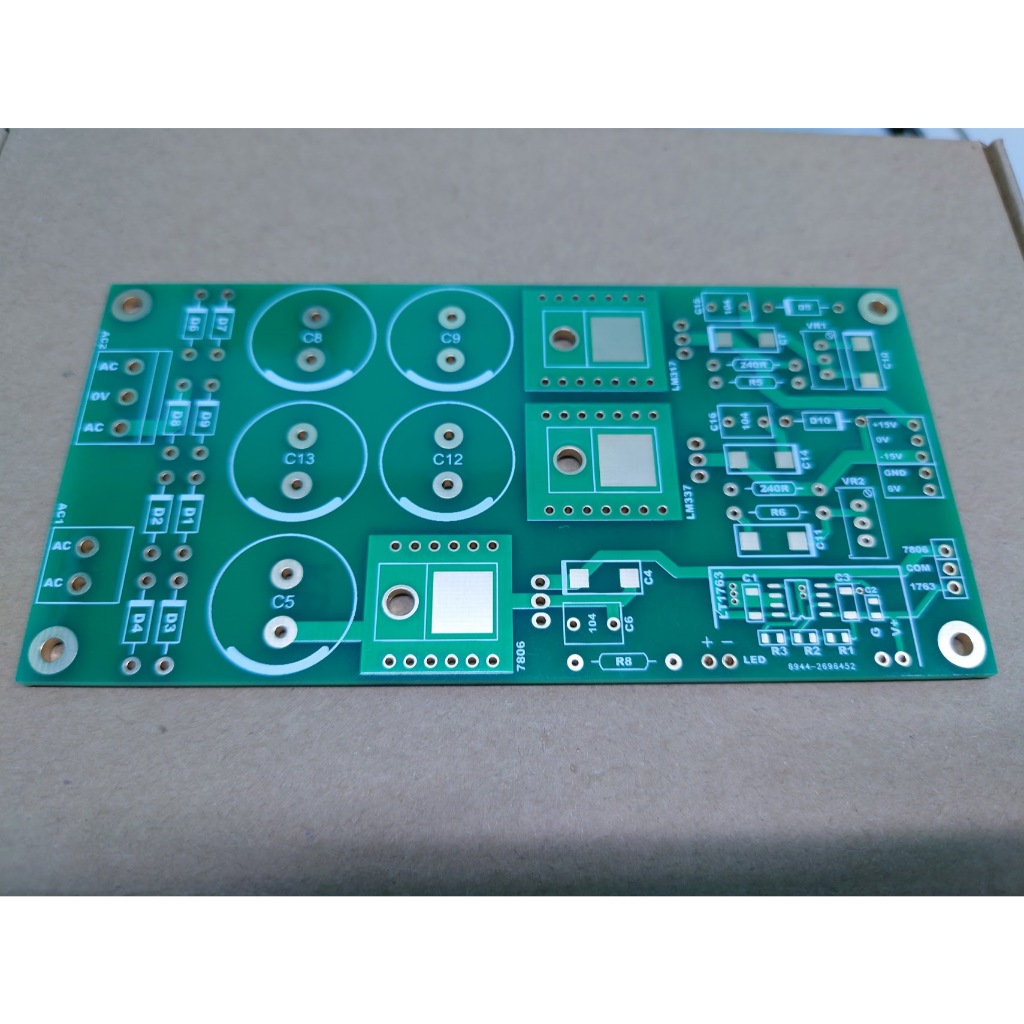 3-way power PCB LM317 LM337 LM7805 15V 5V (circuit has minor errors