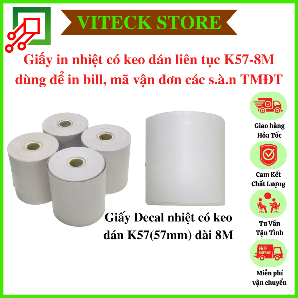 Thermal paper, decal printing with continuous glue K57, 8M long, used ...