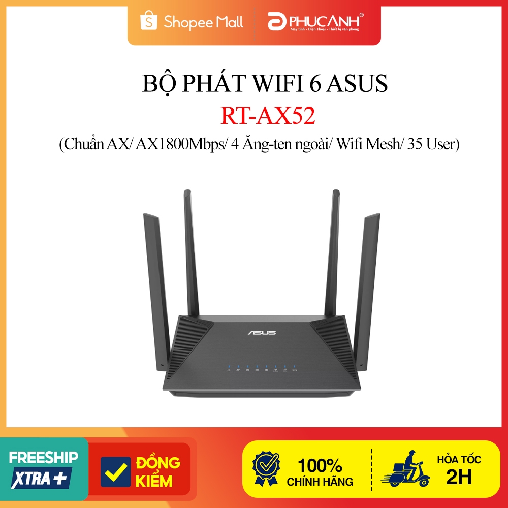 Asus RT-AX52 wifi 6 transmitter (AX standard/ AX1800Mbps/ 4 external ...