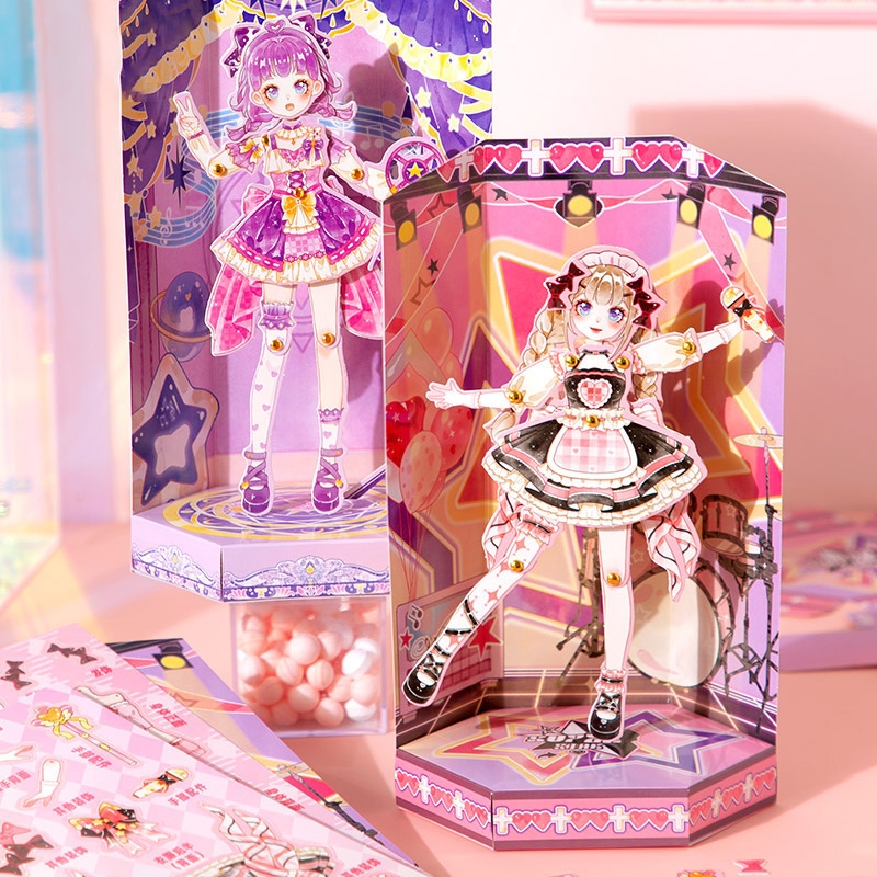 Three-Dimensional Quiet Notebook Paper Puppet Doll Singer on Stage ...