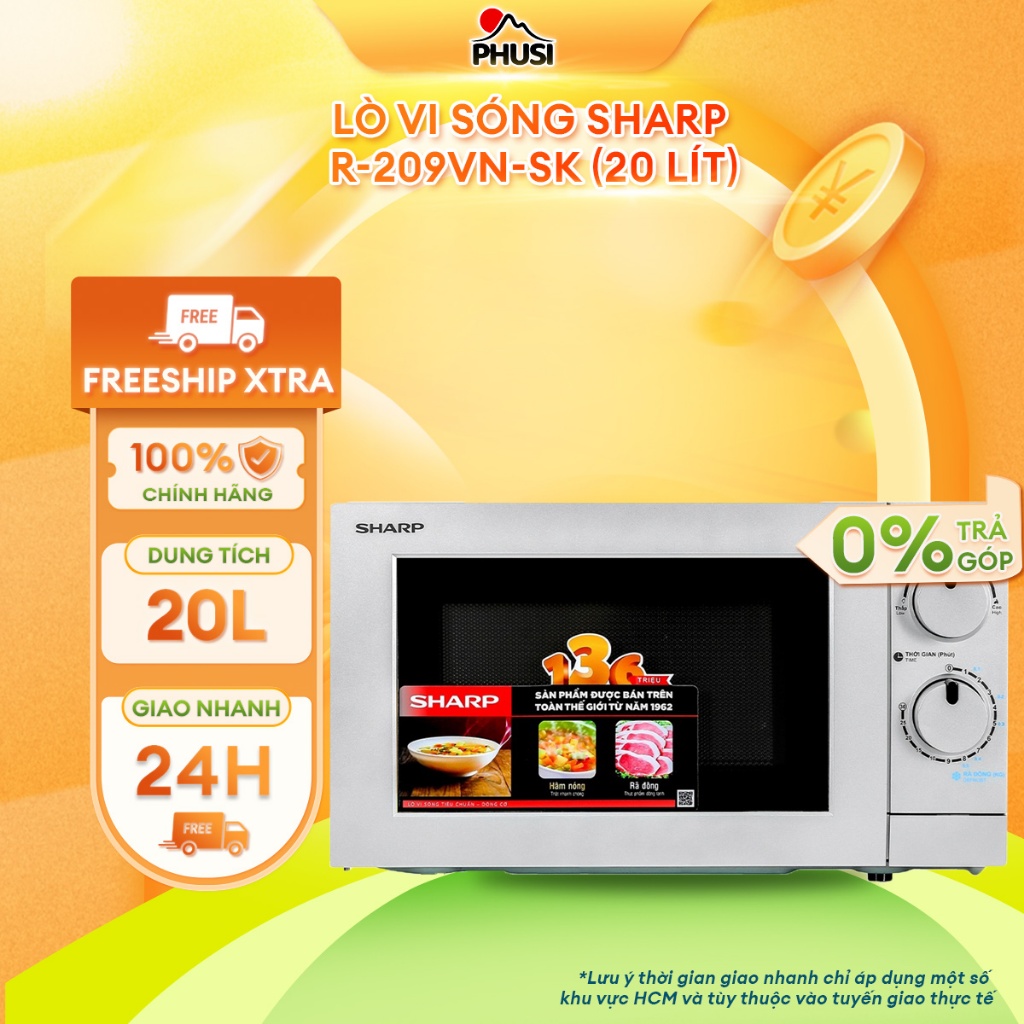 Sharp R-209VN-SK Microwave Oven (20 liters) 6 power levels, mechanical ...
