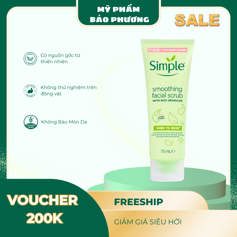 Simple Kind To Skin Smoothing Facial Scrub 75 Ml | Sanftes Peeling Mit Reisgranulat & Vitaminen