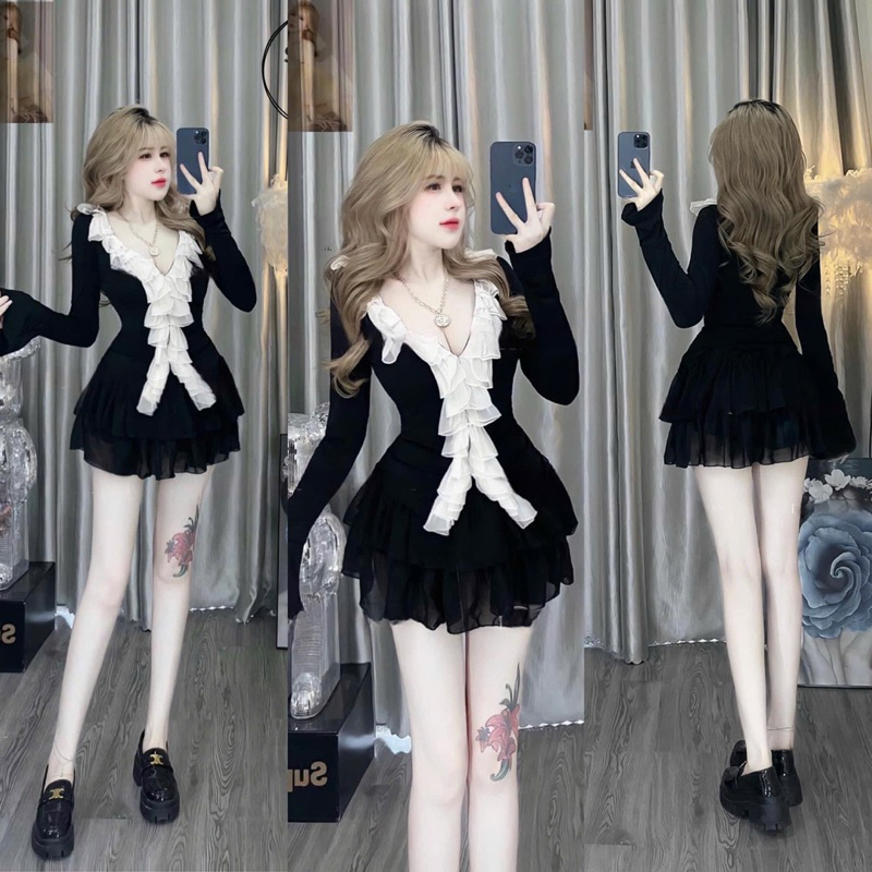 Sexy Ruffled Skirt and Top Set
