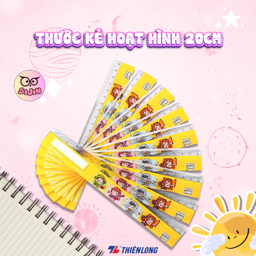 Fun cartoon 20cm ruler, Thien Long straight ruler - transparent plastic ...