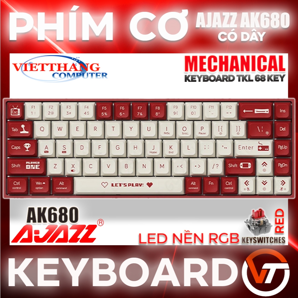 Ajazz AK680 Wired Mini Gaming Mechanical Keyboard Led Background 68 ...