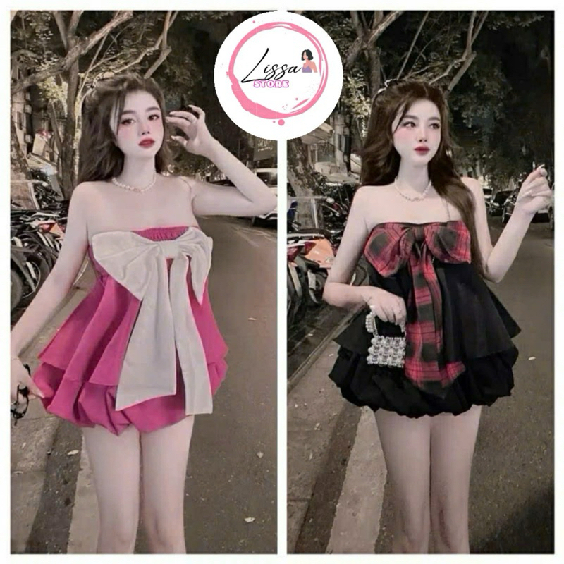 Set of big bow crop top with cute shorts made in TWO LAYERS WITH CHUNCH ...