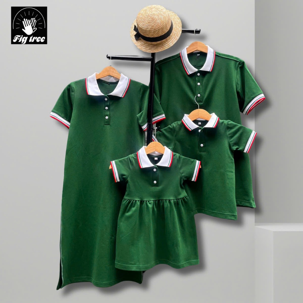 [Genuine] Fig Tree Family Uniform Combo Green Polo for Christmas & Warm