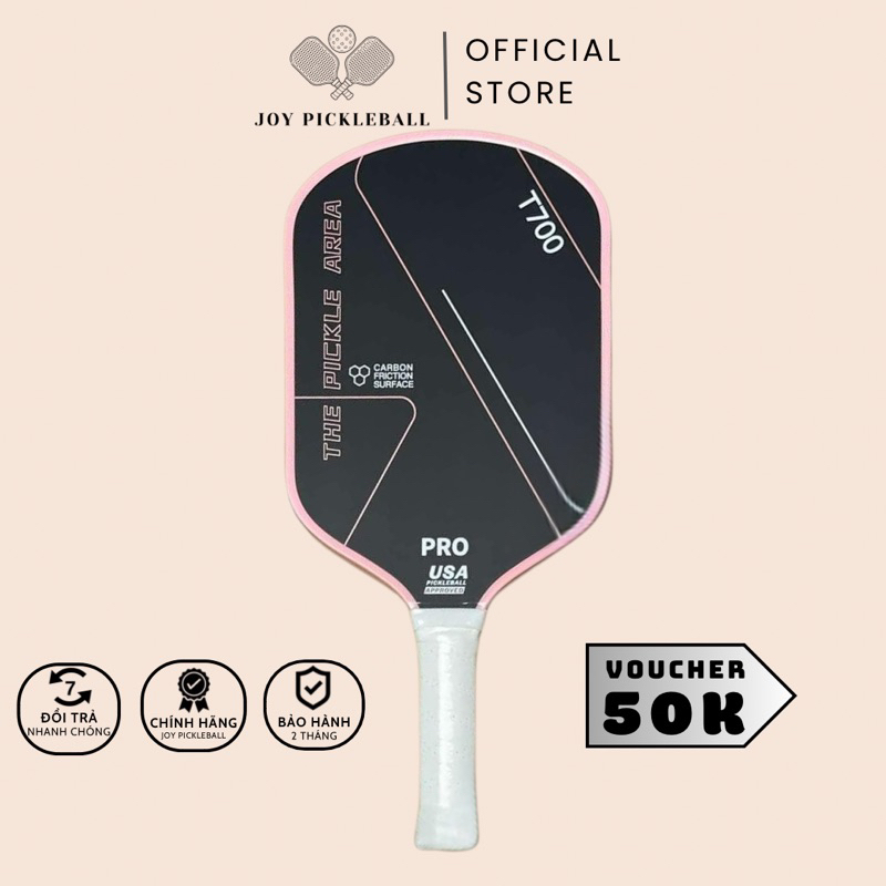 Pickleball racket T700 PRO Pink rim, super rough carbon surface ...