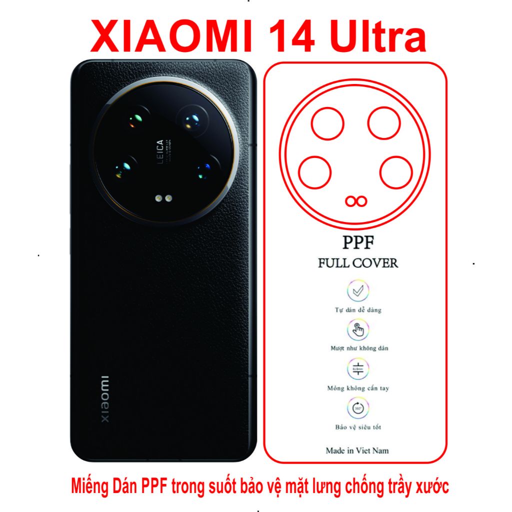 Full BACK PPF Flexible Sticker for Xiaomi 14Ultra, Protects the screen ...