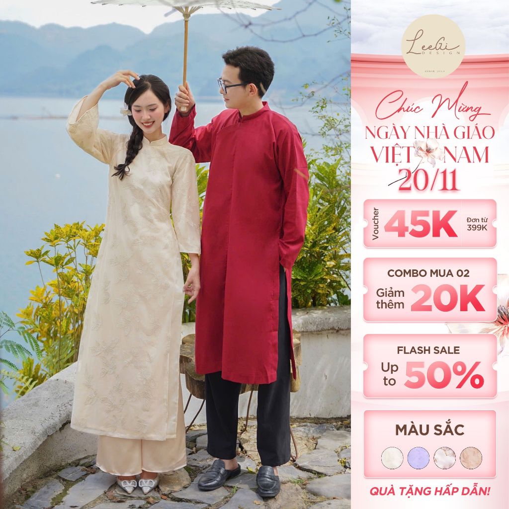 Modern Ao Dai for Women Dinh Thu LeeGi Design Embossed Floral Lace ...