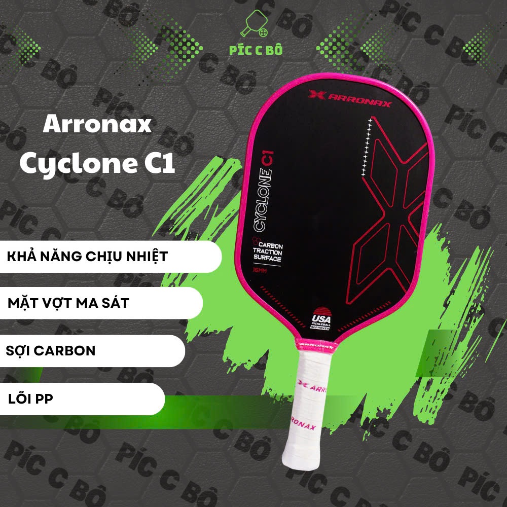Genuine ARRONAX CYCLONE C1 Pickleball Racket, Carbon, Thickness 16mm ...
