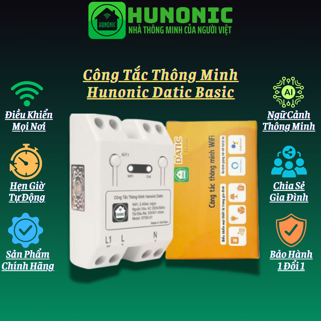 Hunonic Datic Basic Wifi Smart Switch Controls All Devices Remotely via ...