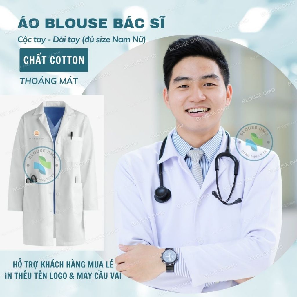 White Doctor's Blouse (Blue), Pharmacist's Robe, Beautiful Long ...