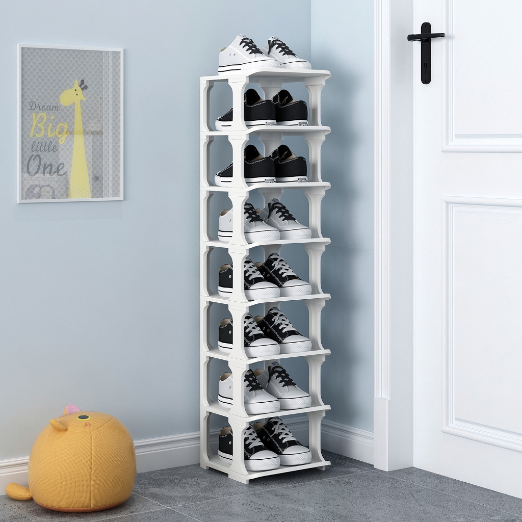 Small narrow folding shoe rack entry household simple door multi-layer ...