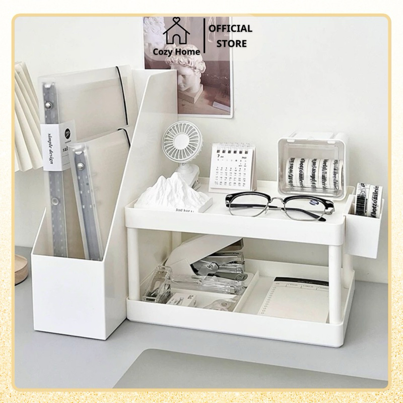 Muji Desktop Plastic Shelf 2-Tier Storage Rack Compact Stationery ...