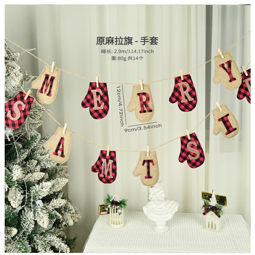 Vintage style decorative hanging Christmas flag string, with FREE clip ...