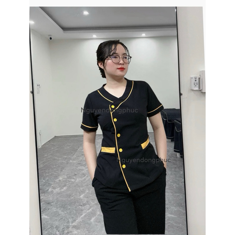 black-spa-uniform-with-gold-trim-shopee-malaysia
