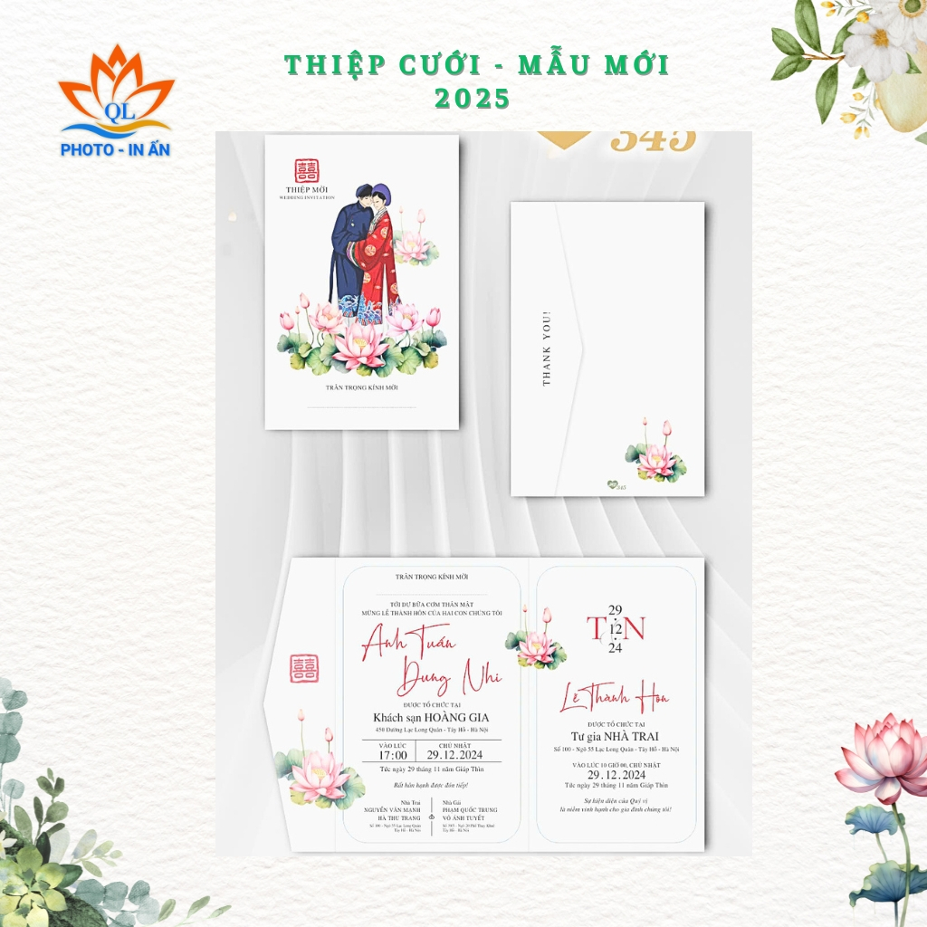 New 3fold wedding invitation trend in 2025, printed with luxurious