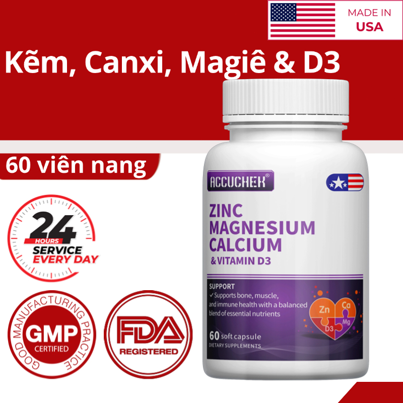 Zinc, Magnesium, Calcium and Vitamin D3 supplements, supporting bones ...