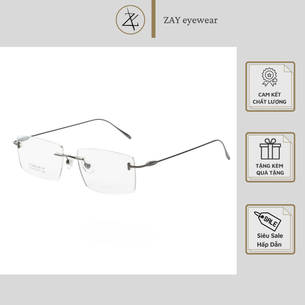 Fashionable square titanium rimless eyeglass frames 2336 | Shopee Malaysia