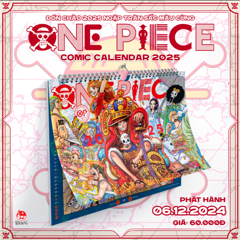 One Piece COMIC CALENDAR2024 2025 Wall Calendar Free poster (Chang Book