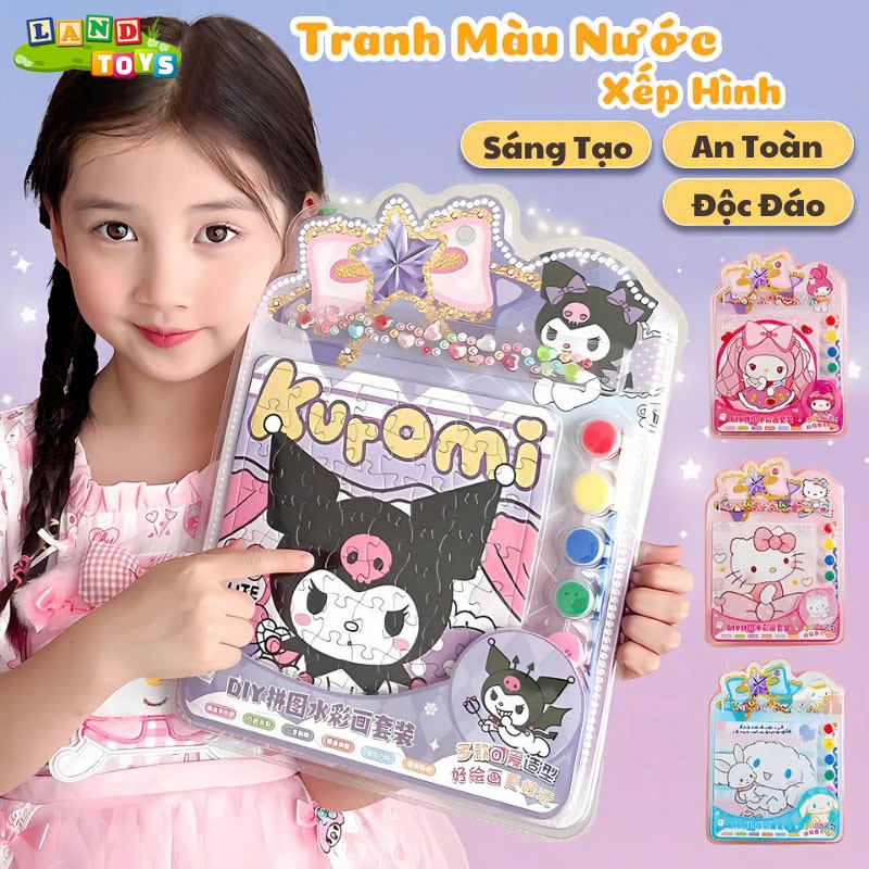Diy 2in1 Puzzle Toy with Coloring Sanrio Kuromi, Pink Rabbit, Hello ...