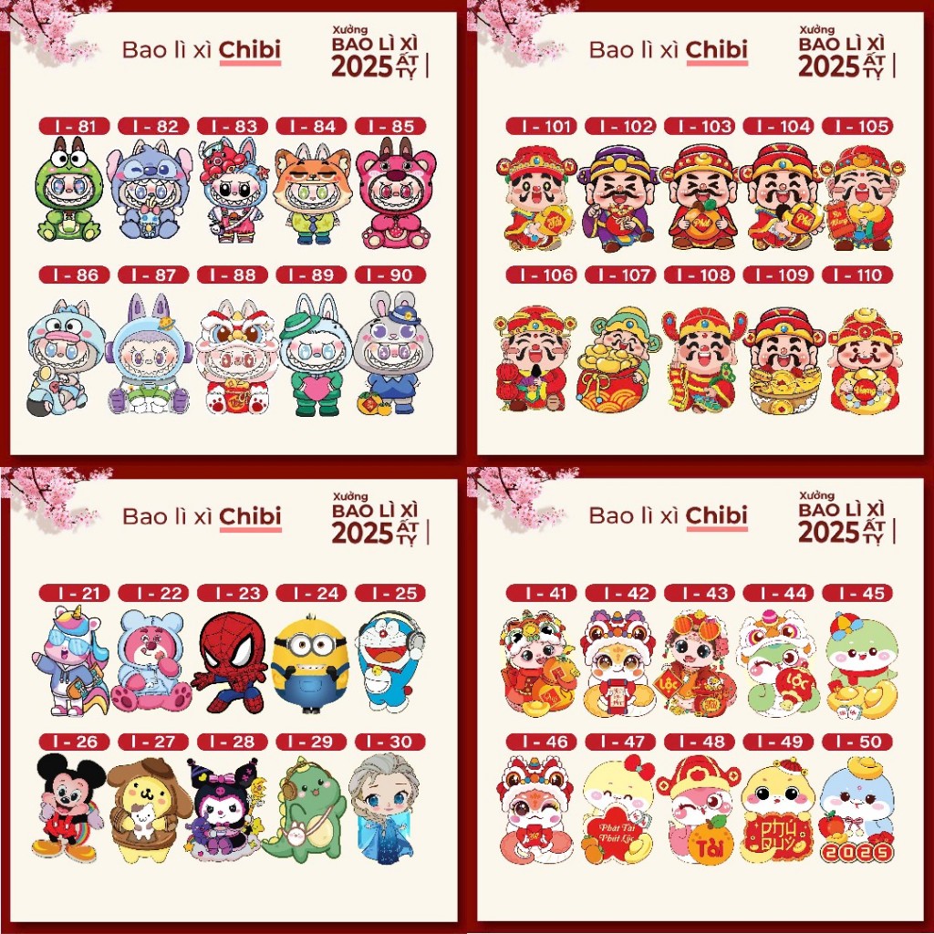 [Sold Through CNY] Chibi Red Packets Strawberry Bear, Labubu, Cartoon ...