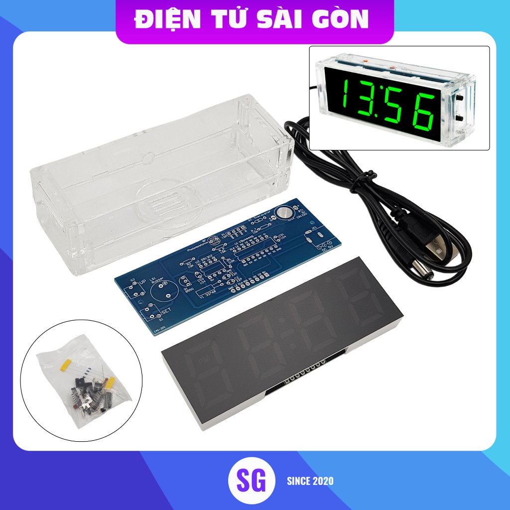7-segment led clock, date, time, temperature indicator + mica case ...