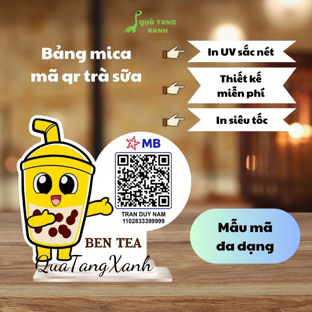 Desktop qr code printing board in the shape of milk tea made of mica ...