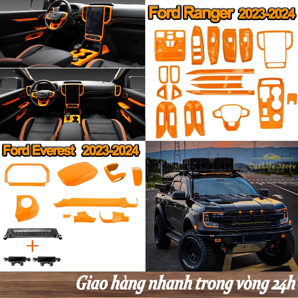 Ford Ranger Interior Orange ABS Center Console Screen Decorative Cover ...