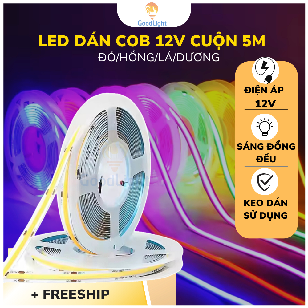 12v multi-colored COB led stickers, 5 meter roll, lighting interiors ...