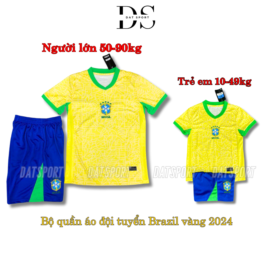 (Genuine Goods) 2024/25 yellow Brazil football kit for children and ...