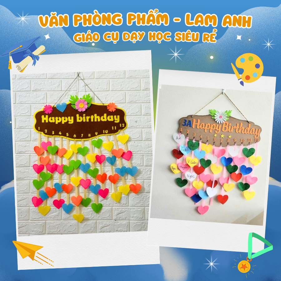 Happy Birthday Board Classroom Decoration, Felt Flower Hanging Rope ...