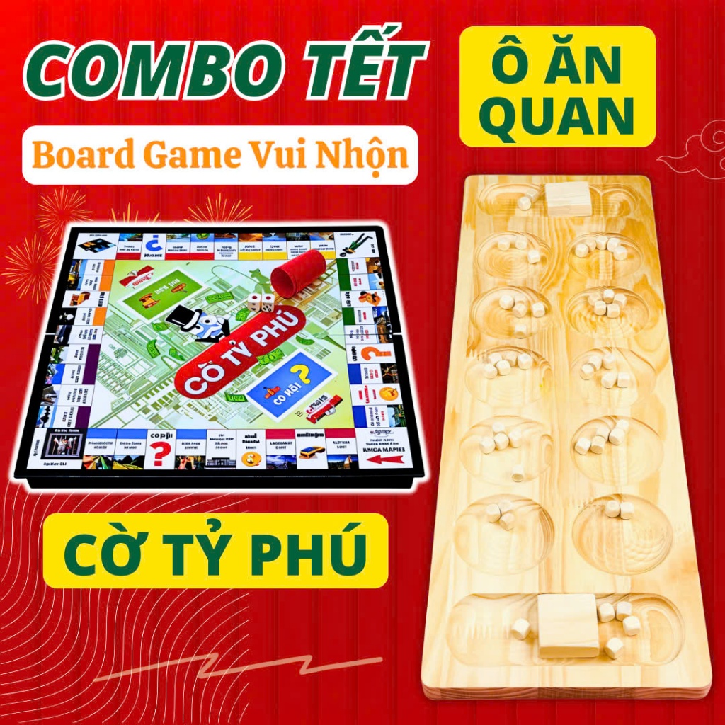 Gift Set CNY 2025, Monopoly Board Game Toy Combo and Folk Chess Wooden ...
