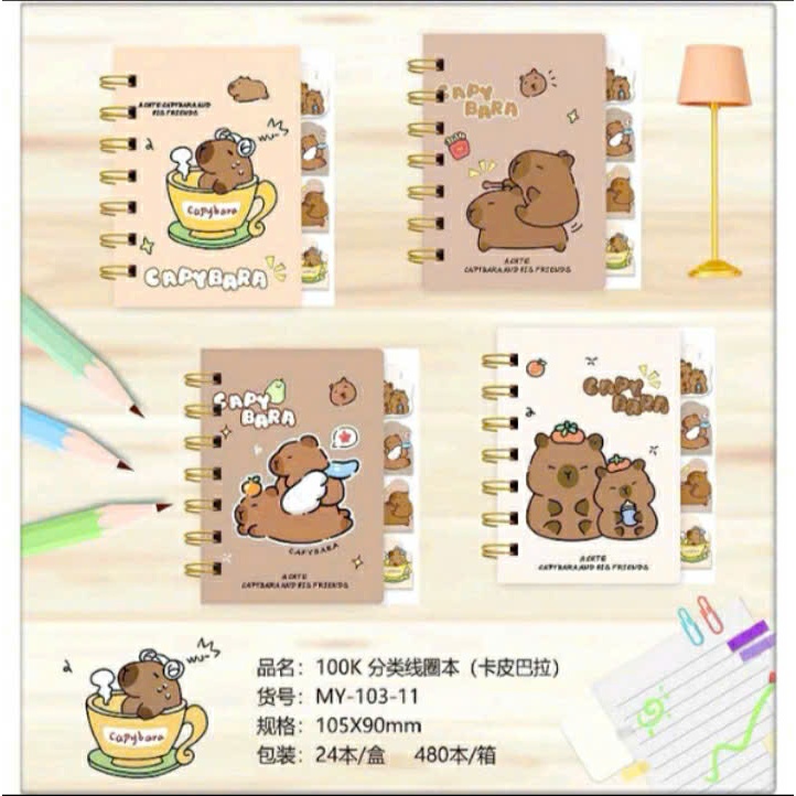 XO A7 Jingle mini notebook Stationery Capybara cartoon detailed spring ...