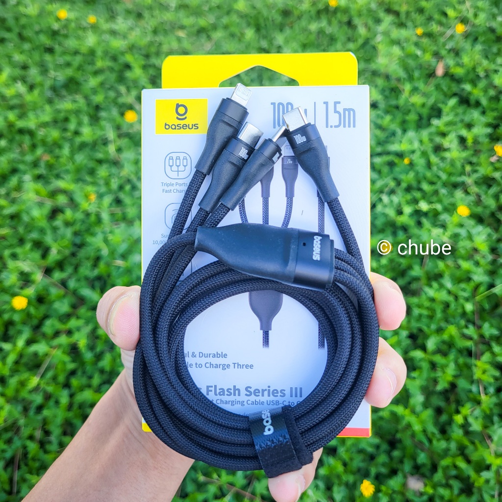 Baseus Flash Series 3 100W 3-head Type C multi-function charging cable ...