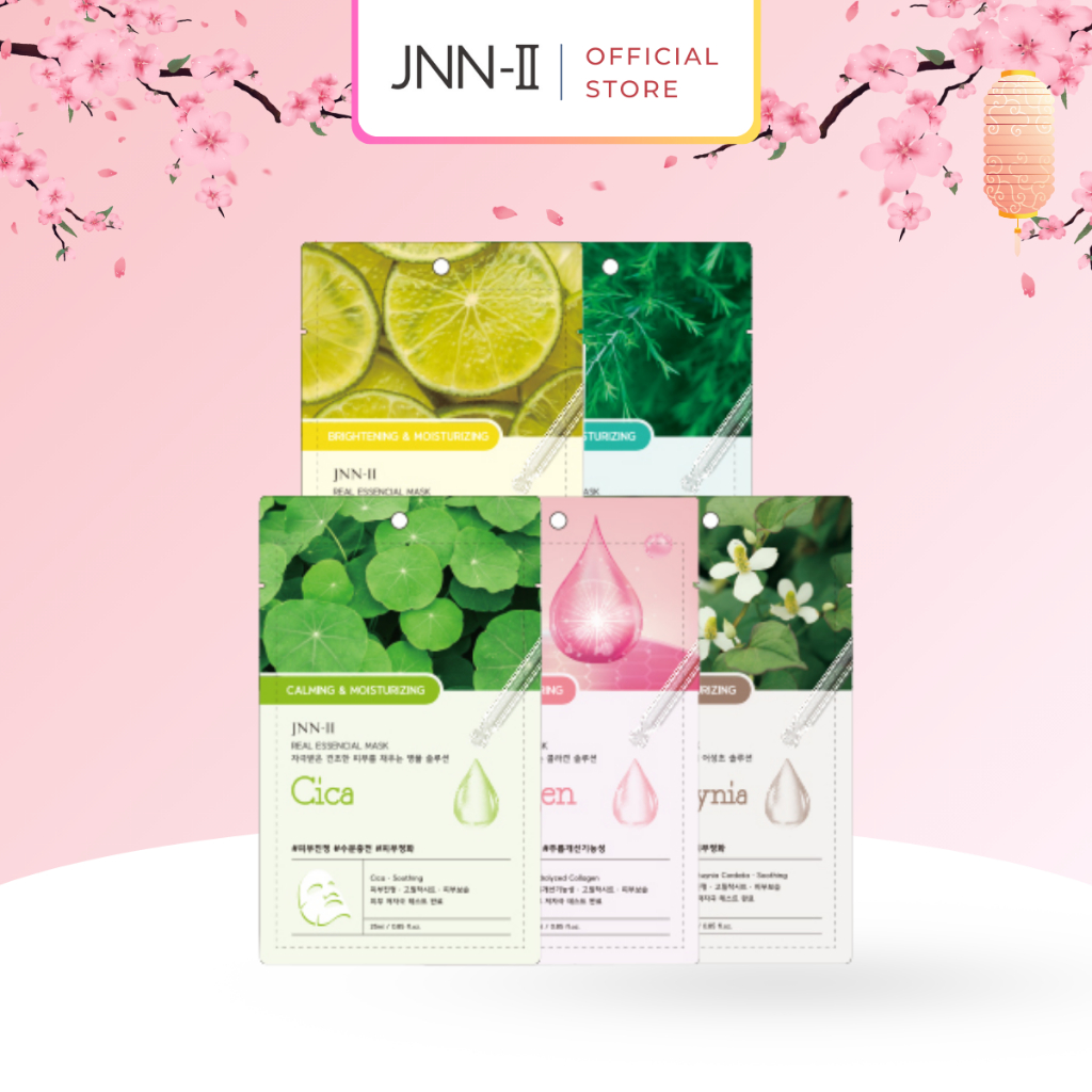 Jnn-ii Real Essence Mask Vitamin C Gotu kola Tea Tree Collagen ...