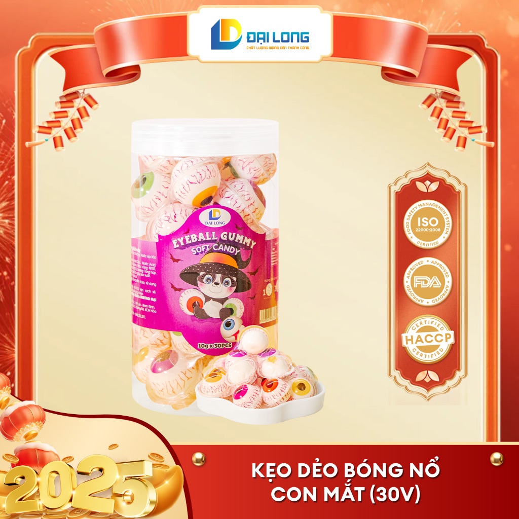 (Box Of 30) DAI LONG CANDY Eye-Shaped Exploding Ball Gummy Candy ...