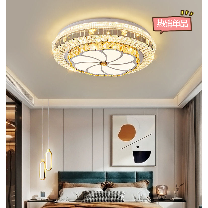 Abs diffuser ceiling lamp + modern style with 3 crystal border light ...