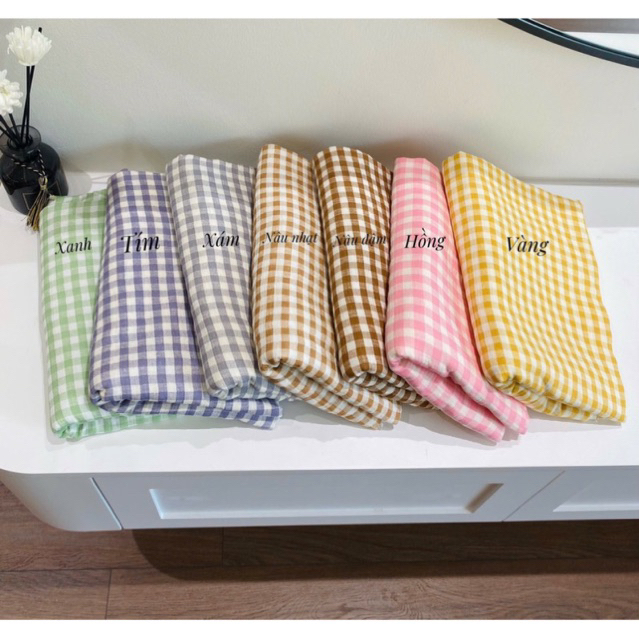 Premium 2-layer checkered muslin fabric, soft, smooth, super absorbent ...