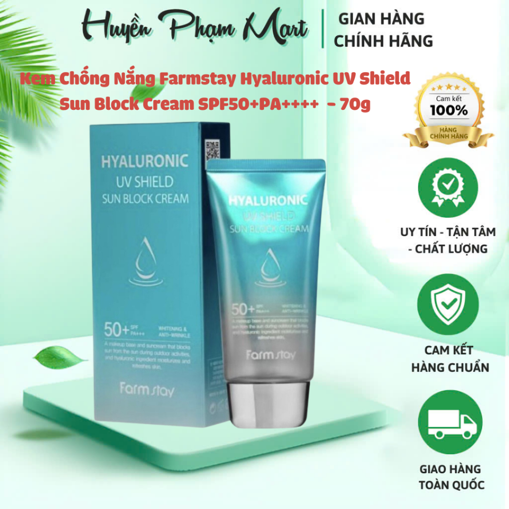 Farmstay Hyaluronic UV Shield Sun Block Cream SPF50+PA++++ Moisturizes ...