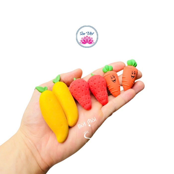 Fruit eraser with 3 types of Mango - Strawberry - Carrot SIZE TO ...
