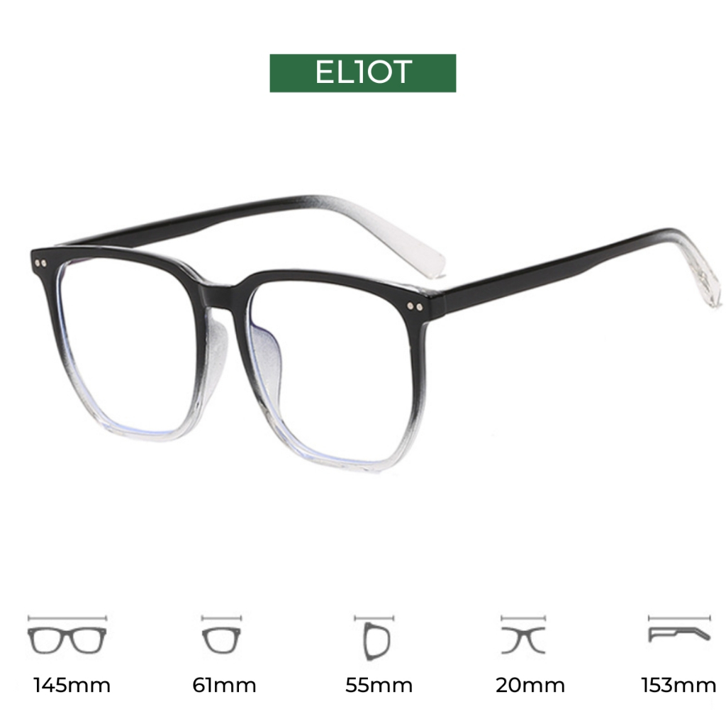 Ombre ELIOT square eyeglass frames with colorful replaceable anti-blue ...