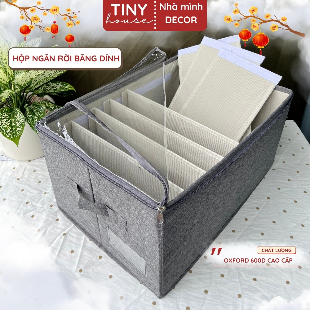 Fabric Clothes Storage Box with Removable Adhesive Tape Compartments ...