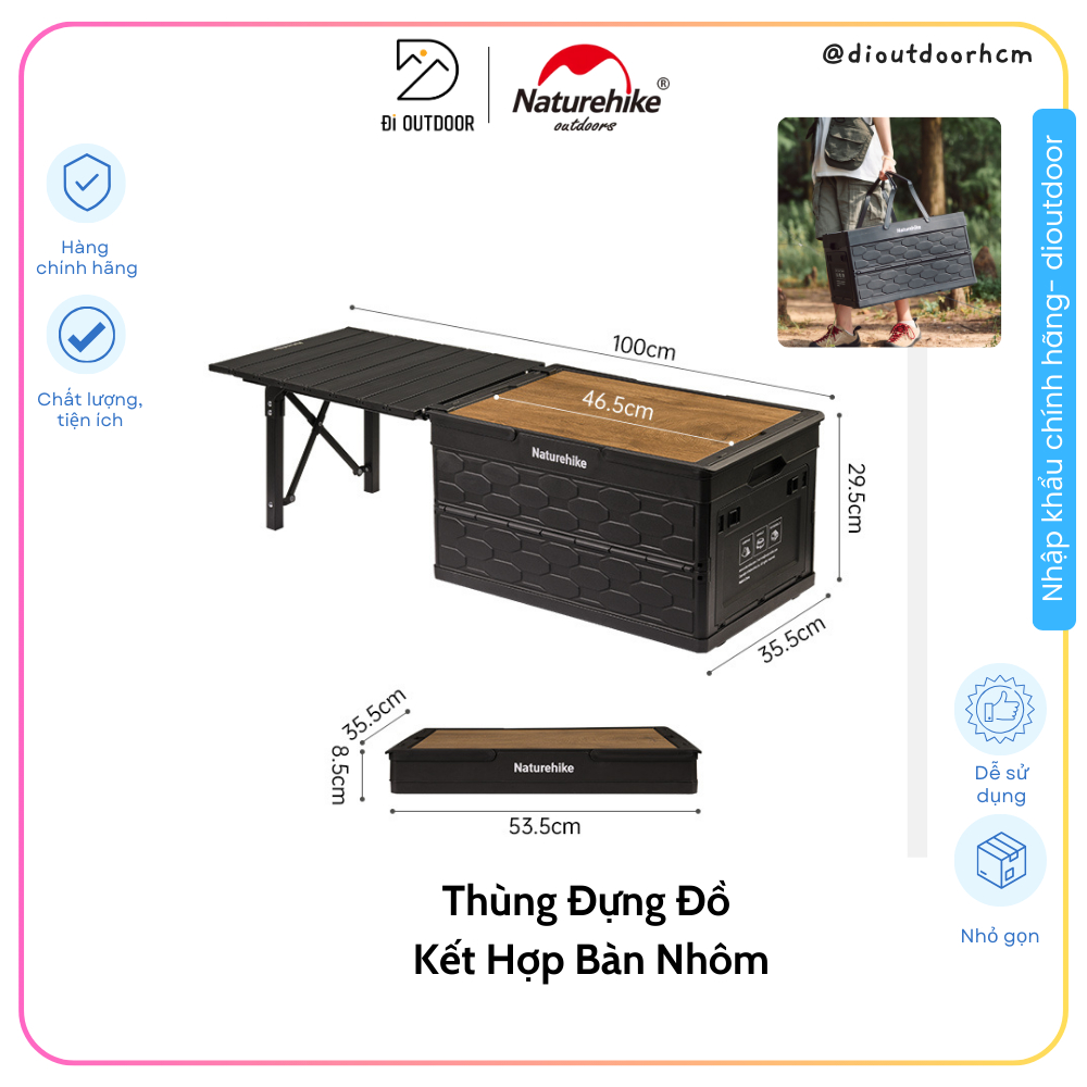 Naturehike CNK2450XB018 2 In 1 Multifunctional Table 50L Folding Bin ...