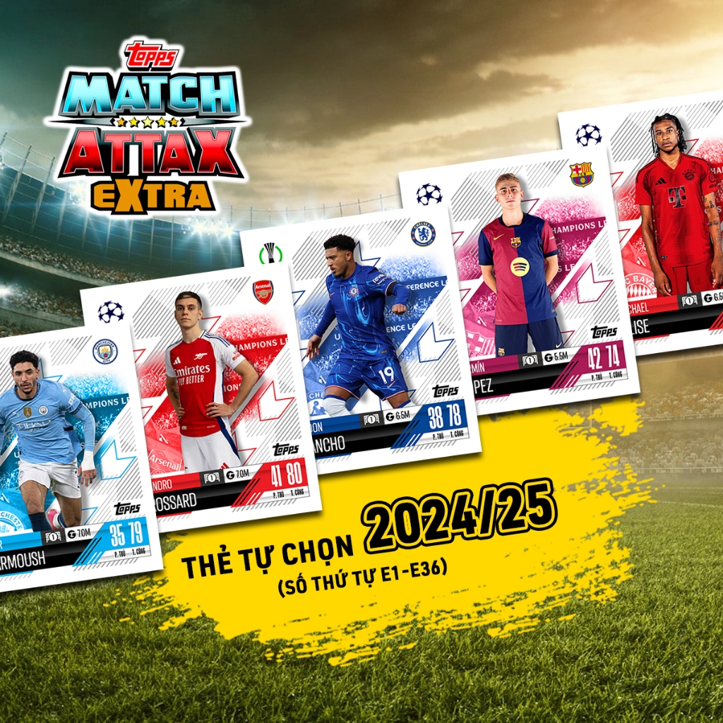Player Card Printed Match Attax Extra 2024-25 Optional (STT E1-E36 ...