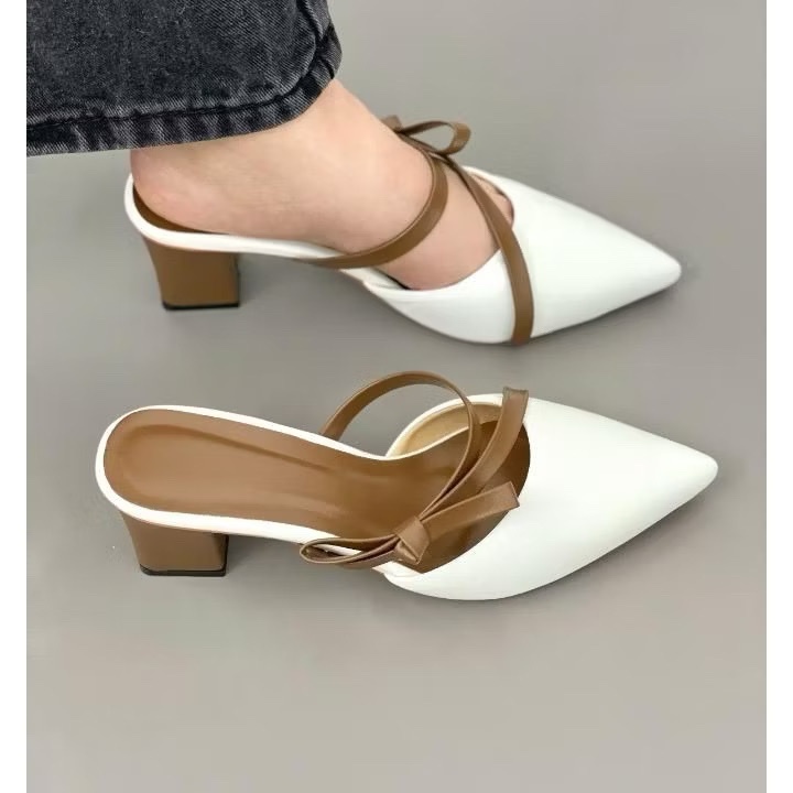 (small fit, full size lift) 3p, 5p and 7p square heel mules with closed ...