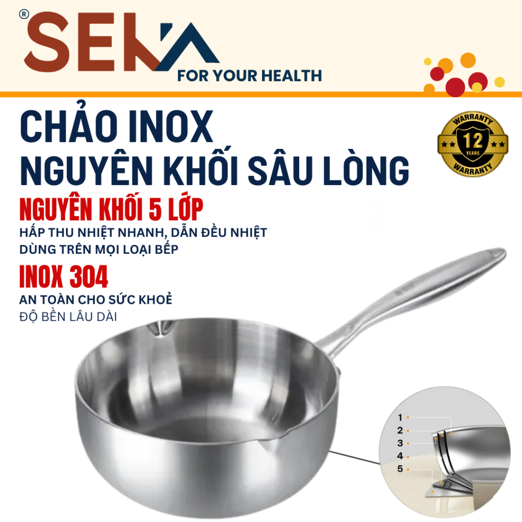 Seka 304 stainless steel deep snow pan, monolithic cast with 5 layers ...